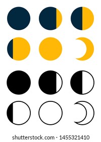 Flat design. Moon icon. Astronomical phases of a celestial body. - Vector.