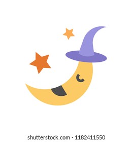 flat design moon sleep cartoon character