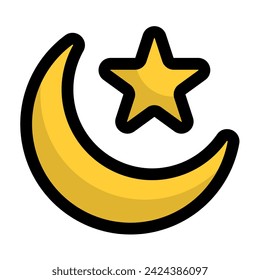 Flat design moon and star icons. Vector.