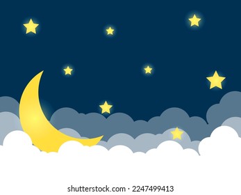 Flat design moon and stars background