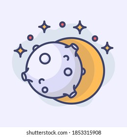 Flat Design moon and sun Vector Premium EPS10