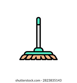 A flat design mop illustration isolated on a clean white canvas. Ideal for domestic upkeep advertisements and professional janitorial promotions.