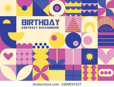 Flat design mosaic birthday background. 