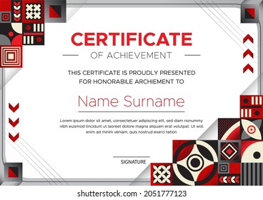 Plantilla de certificado de mosaico de diseño plano Vector libre
