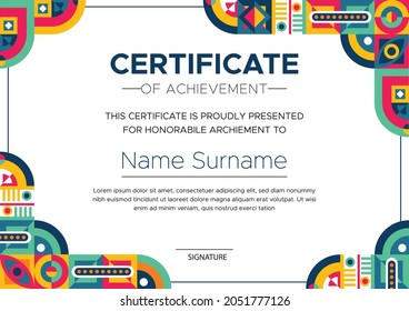 Flat design mosaic certificate template Free Vector