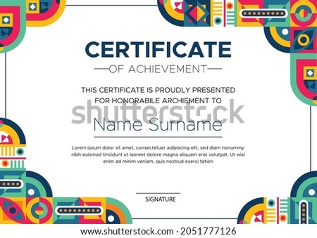 Flat design mosaic certificate template Free Vector