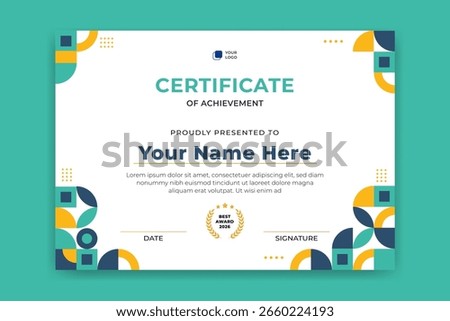 Flat design mosaic certificate template
