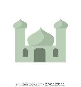 Flat Design Mosque with Dome and Minarets. Islamic Religious Building. Flat Mosque. Mosque Building with Dome. Mosque logo