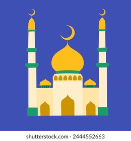 Flache Design Moschee Illustration mit blauem Hintergrund