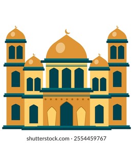 flat design mosque illustration, Islamic building, worship place
