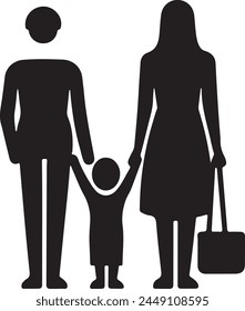 Flat design mother and son silhouette
