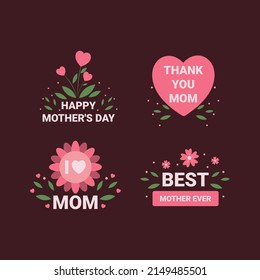 Flat design mothers day badge collection