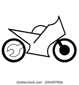 logotipo del servicio de motocicleta de diseño plano,Servicio de bicicletas,Reparación,pistón,Símbolo.Fondo aislado.