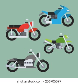 Flat design of motorcycle set illustration vector