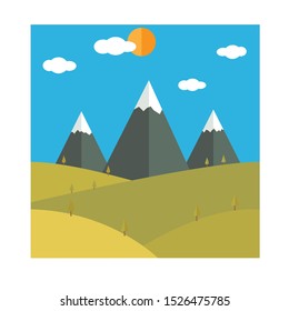 Flat Design Mountain Vector Illustration