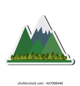 flat design mountains and forest icon vector illustration