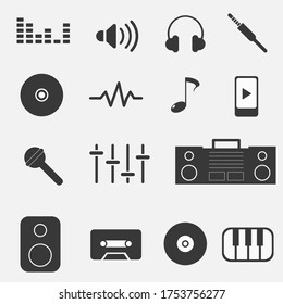 Diseño plano de iconos musicales 