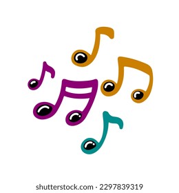 Flat Design Music Notes Icon Vector Illustration