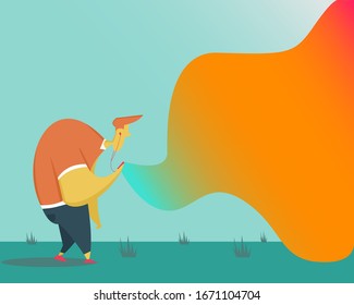 Flat design music people illustration