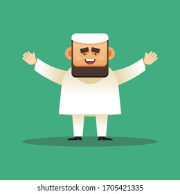 Flat design Muslim Man. Holy Month of Ramadan. Vector Illustration, isolated on background