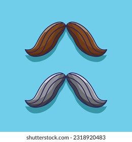 Diseño plano de la mascota del icono de la ilustración del vector del bigote con capas aisladas que pueden ser fáciles de usar.