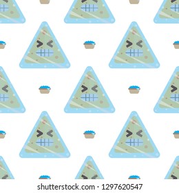 Flat design nachos pattern emoji. Illustration of Mexican food with cute emotional faces. Pattern of funny popular emoji.