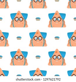 Flat design nachos pattern emoji. Illustration of Mexican food with cute emotional faces. Pattern of funny popular emoji.