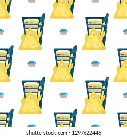 Flat design nachos pattern emoji. Illustration of Mexican food with cute emotional faces. Pattern of funny popular emoji.