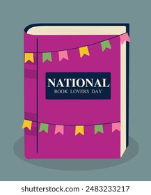  Flat Design National Book Loves Day and Book ,Decoration
