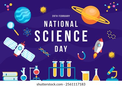 flat design national science day background illustration