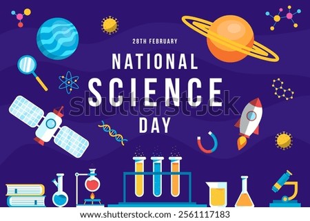 flat design national science day background illustration