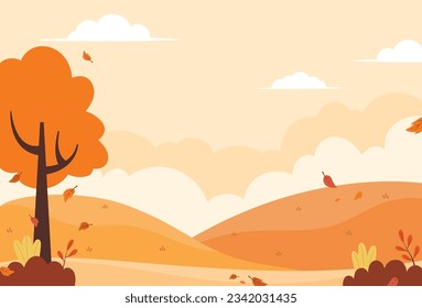 Flat design of natural autumn landscape vector illustration