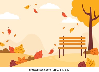 Flat design of natural autumn landscape background illustration