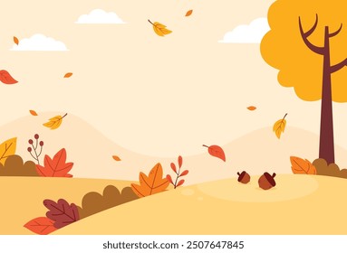 Flat design of natural autumn landscape background illustration