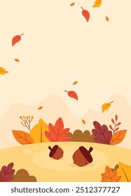 Flaches Design von natürlichen Herbst Porträt Hintergrund Illustration