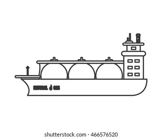 Flat Design Natural Gas Ship Icon Vector Illustration