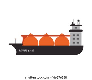 Flat Design Natural Gas Ship Icon Vector Illustration