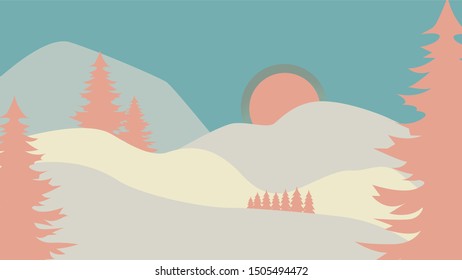 Flat design natural landscape background  Vector