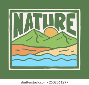 Diseño plano de la ilustración al aire libre de la montaña de la naturaleza