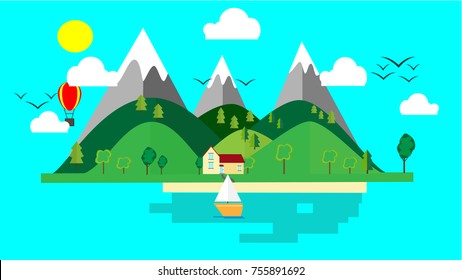 Flat Design Nature, This Design Art made by illustrator