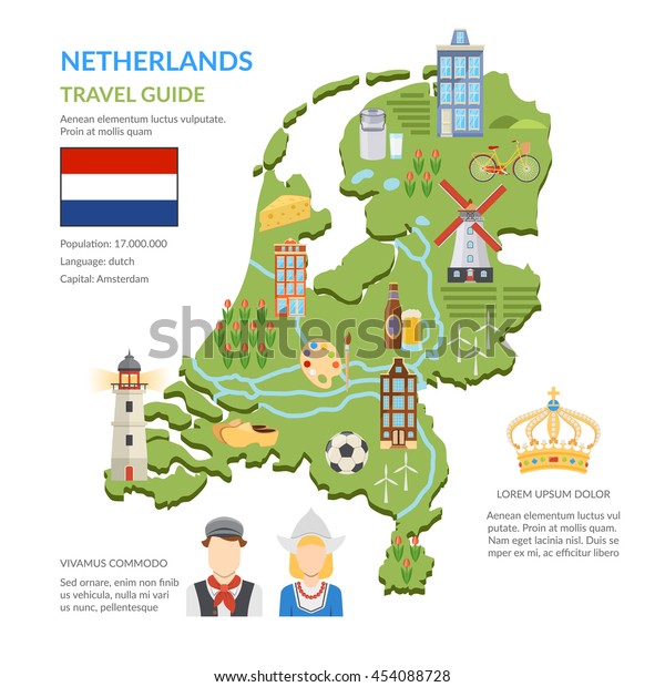 Flat Design Netherlands Travel Guide Infographics: Stockvector ...