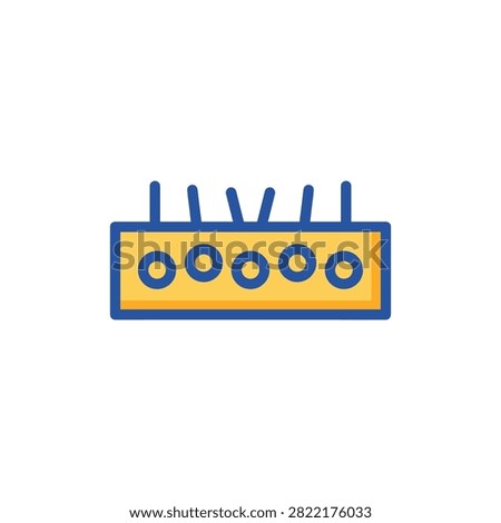 Flat design network device with antennae for digital connection. Represents internet access and home networking for technology concepts.