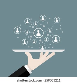 Flat design network vector illustration with people avatar