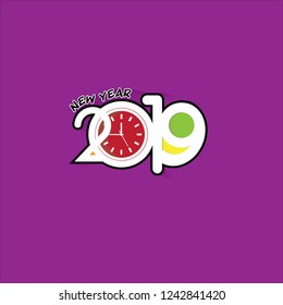 Flat design new year 2019 typography