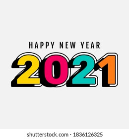 Diseño plano nuevo año 2021. - Vector.
