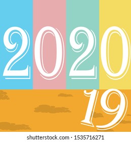 Flat design New Year vector concept. Preparing to meet 2020 new year