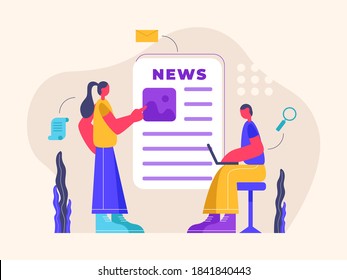 Flat design news concept illustration