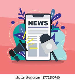 Flat design news illustration vector