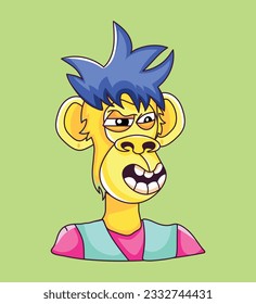 Flat design of nft chimpanzee