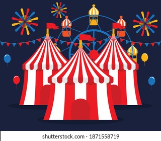Flat design of Night Carnival and Circus
